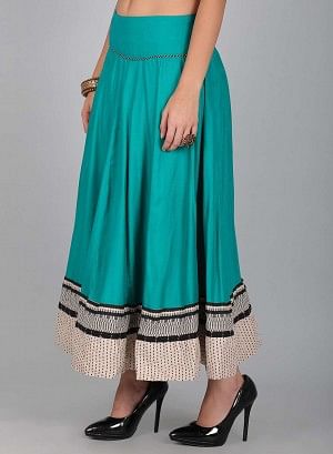 Green Solid Skirt