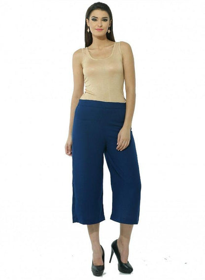 Blue Ankle-Length Pants - wforwoman