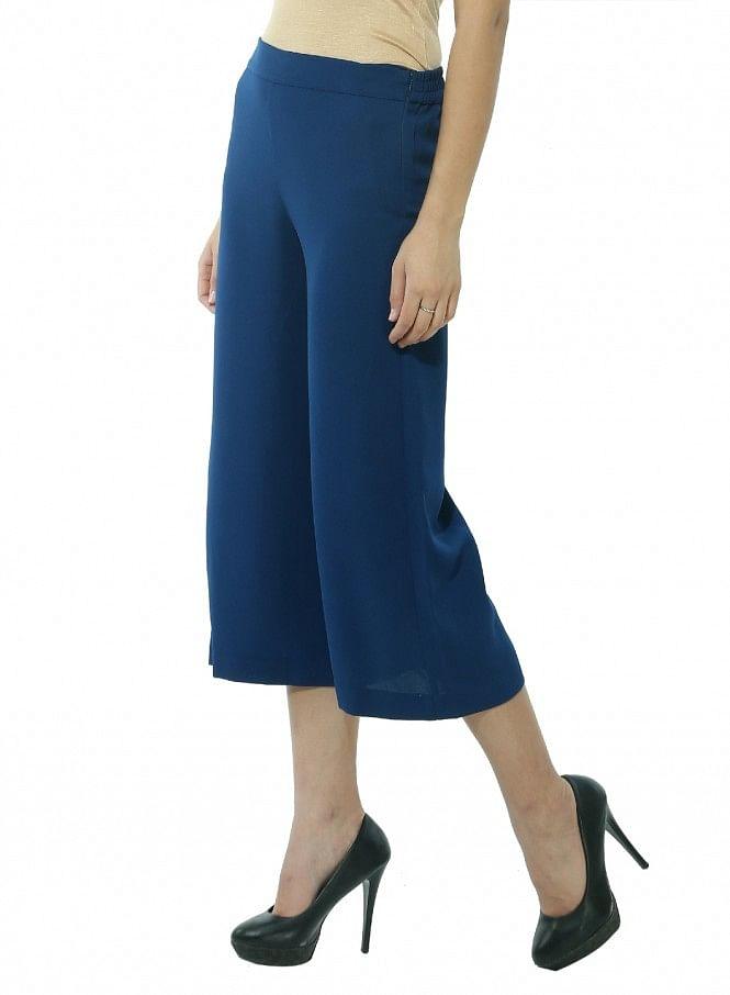 Blue Ankle-Length Pants - wforwoman