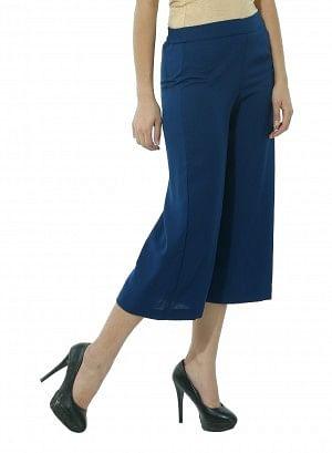 Blue Ankle-Length Pants - wforwoman