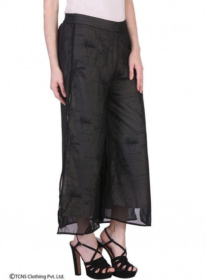 Black Printed Pants - wforwoman