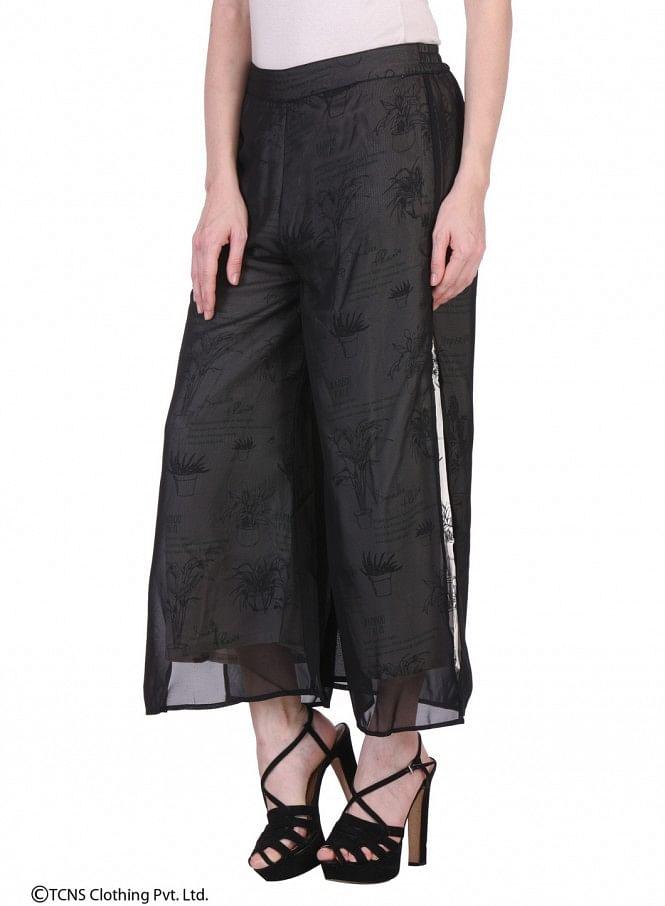 Black Printed Pants - wforwoman