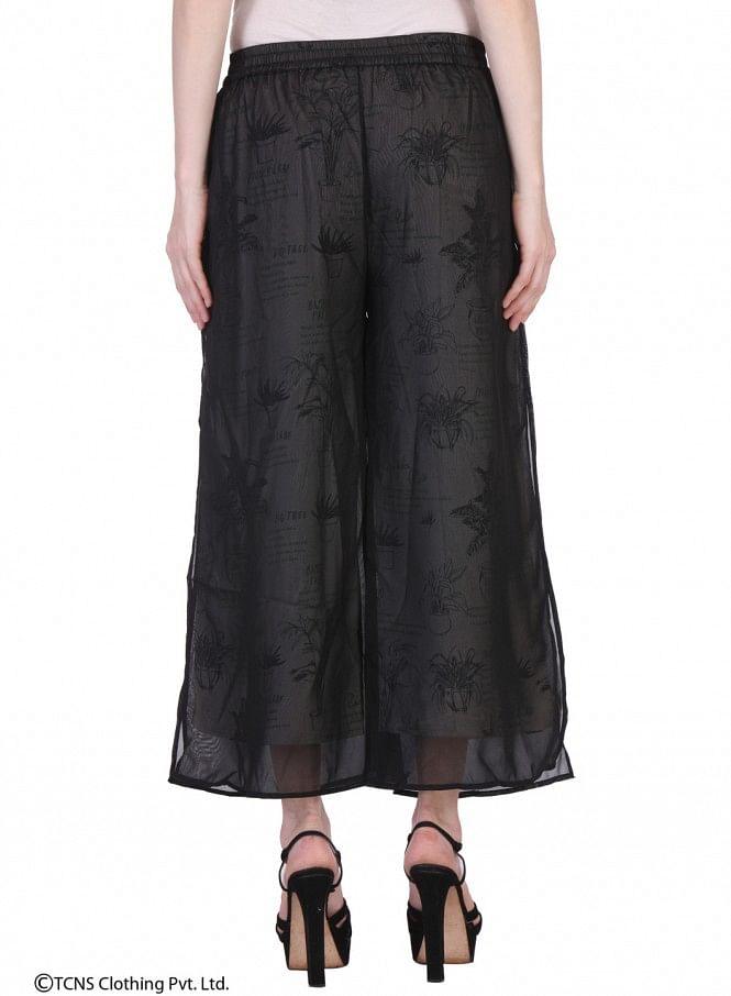 Black Printed Pants - wforwoman