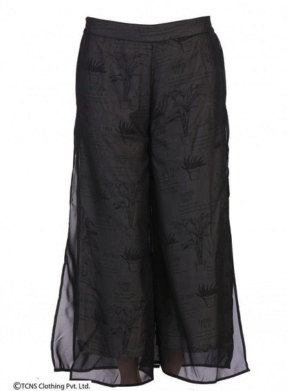 Black Printed Pants - wforwoman