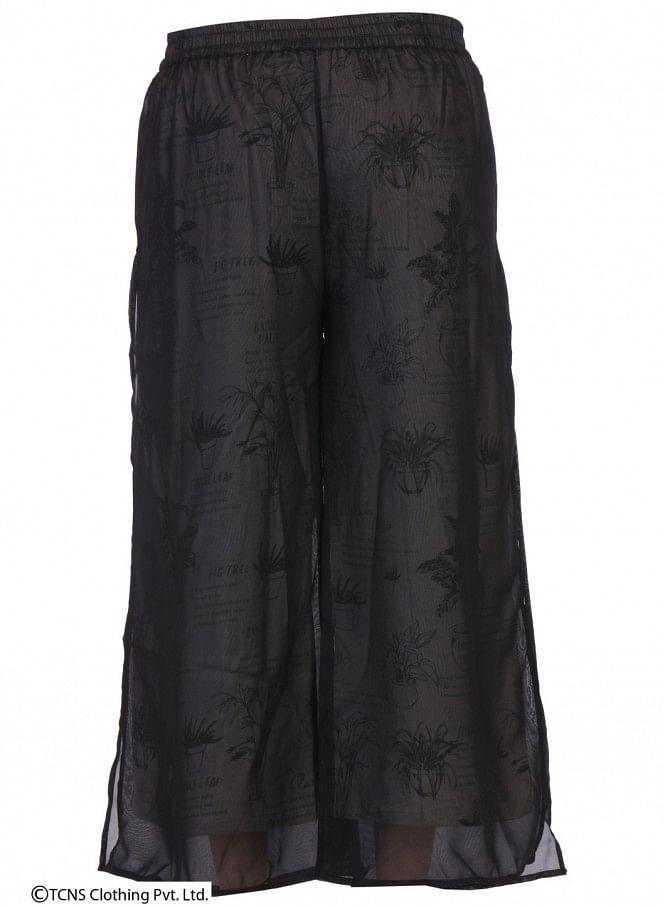 Black Printed Pants - wforwoman