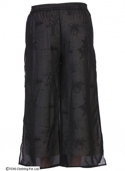 Black Printed Pants - wforwoman