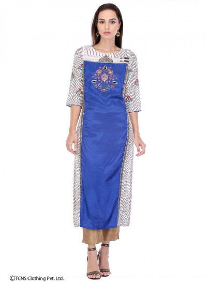 Multicoloured Printed 3/4 Sleeve kurta - wforwoman