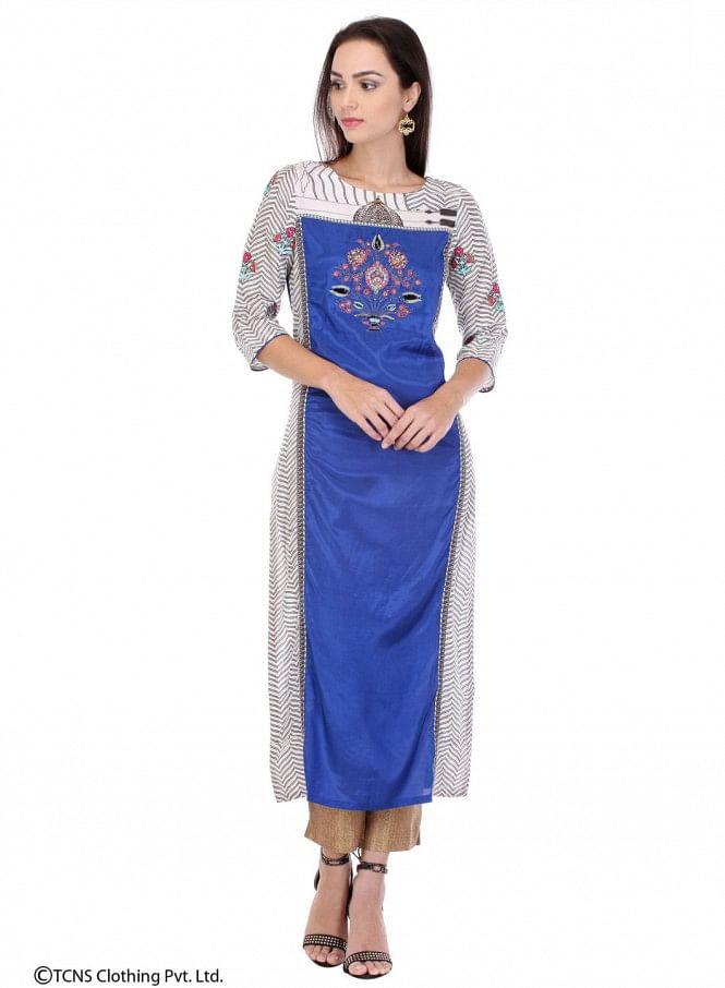 Multicoloured Printed 3/4 Sleeve kurta - wforwoman