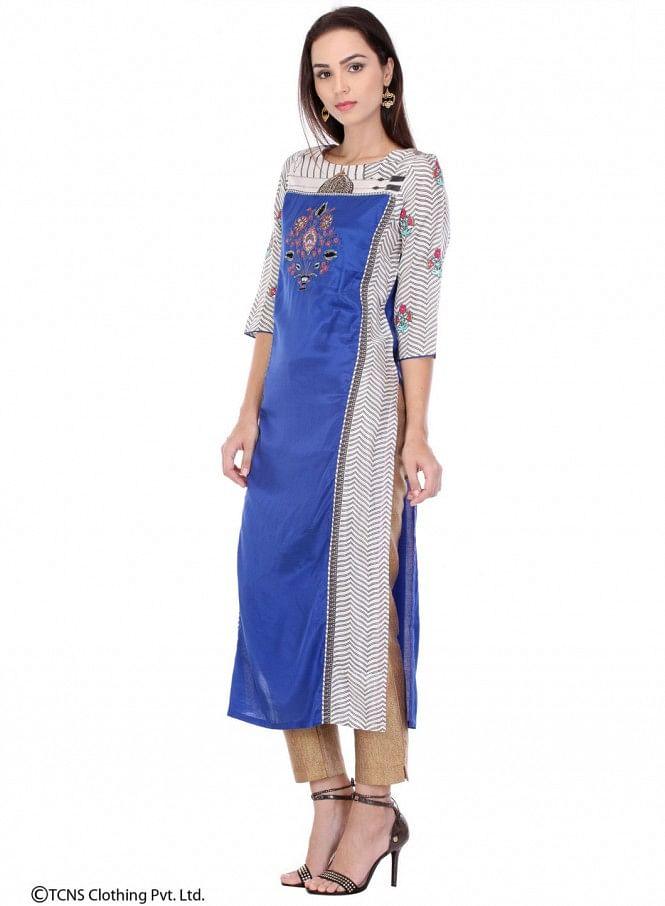 Multicoloured Printed 3/4 Sleeve kurta - wforwoman