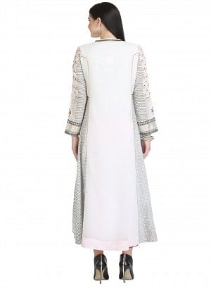 White 3/4 Sleeve Printed kurta