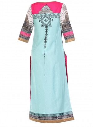 White Printed 3/4 Sleeve kurta