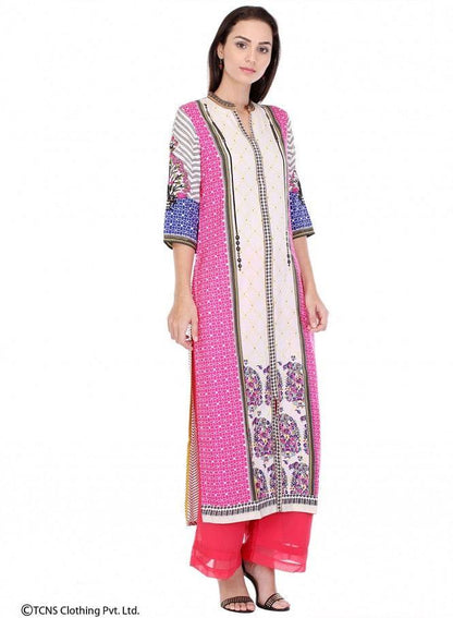 Multicoloured Printed 3/4 Sleeve kurta - wforwoman