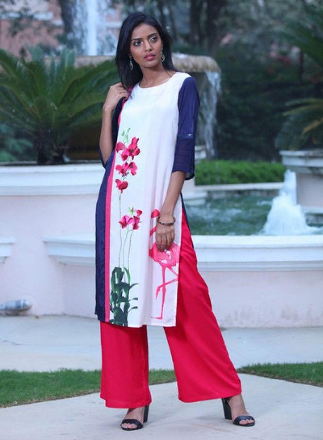 Pink Embellished kurta - wforwoman