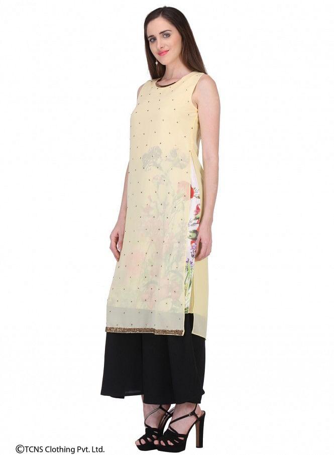 Yellow Printed kurta - wforwoman