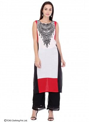 Multicoloured Printed Sleeveless kurta