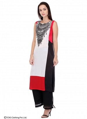 Multicoloured Printed Sleeveless kurta