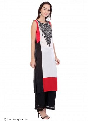 Multicoloured Printed Sleeveless kurta