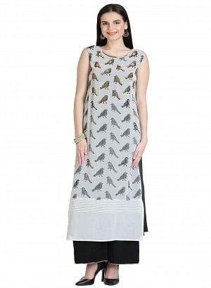 White Sleeve Less kurta - wforwoman