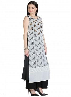 White Sleeve Less kurta - wforwoman