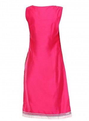 Pink Embellished Sleeveless kurta - wforwoman