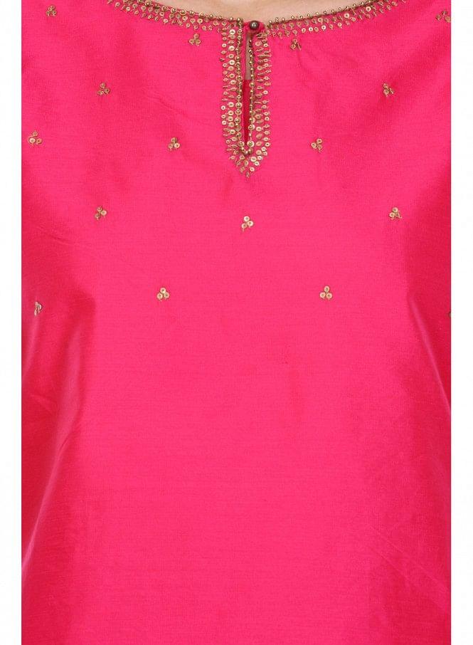 Pink Embellished Sleeveless kurta - wforwoman