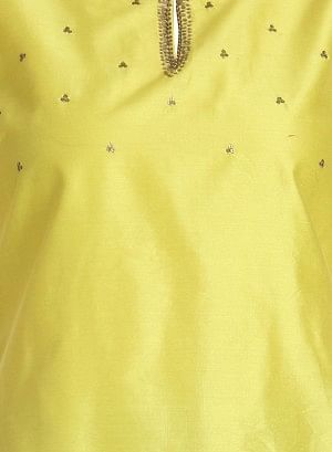 Yellow Round Neck Sleeveless kurta