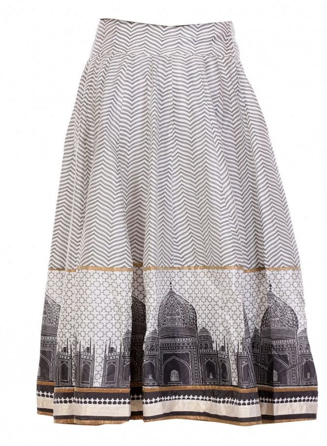 White Printed Skirt