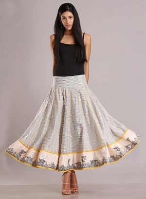 White Printed Skirt