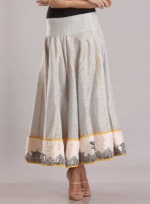 White Printed Skirt