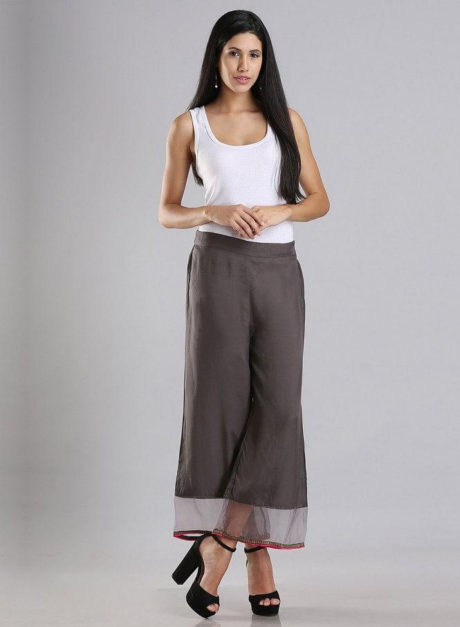 Grey Sheer Palazzos - wforwoman