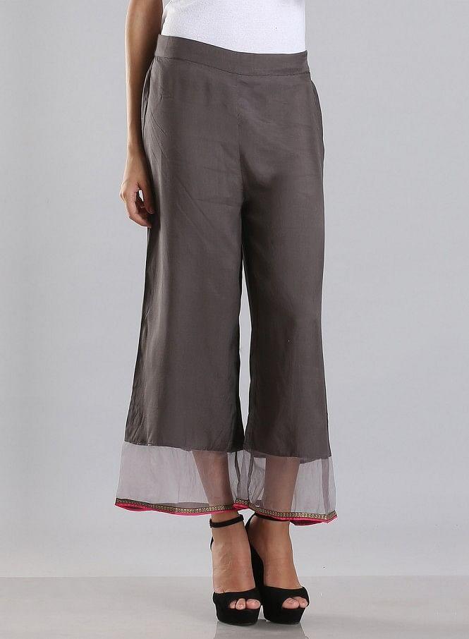 Grey Sheer Palazzos - wforwoman