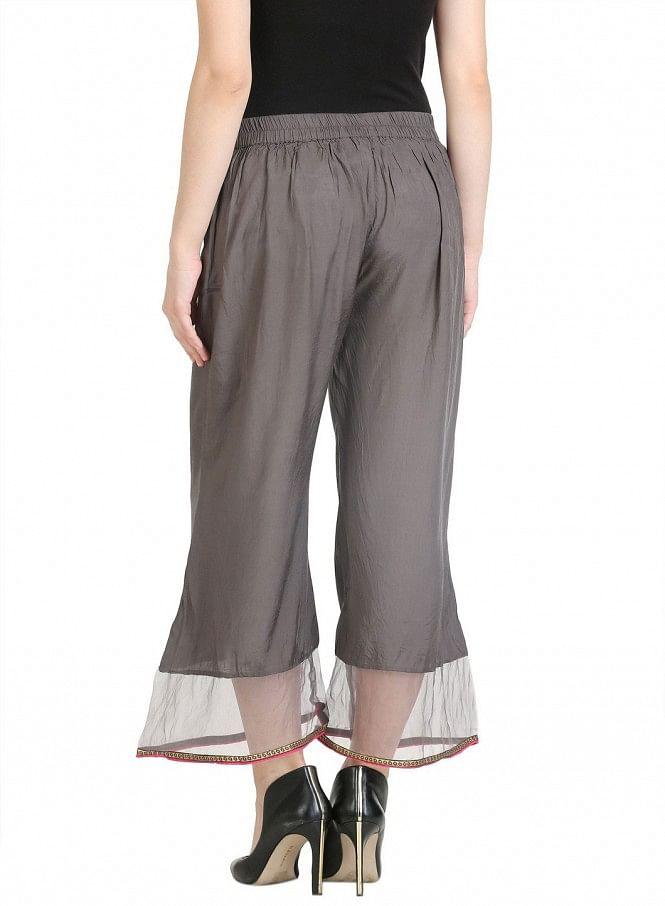 Grey Sheer Palazzos - wforwoman