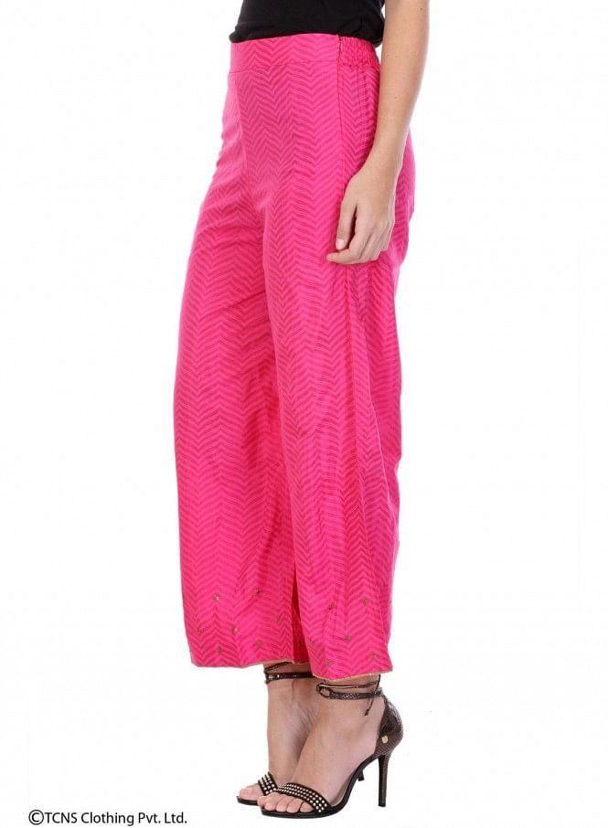 Pink Printed Pants - wforwoman