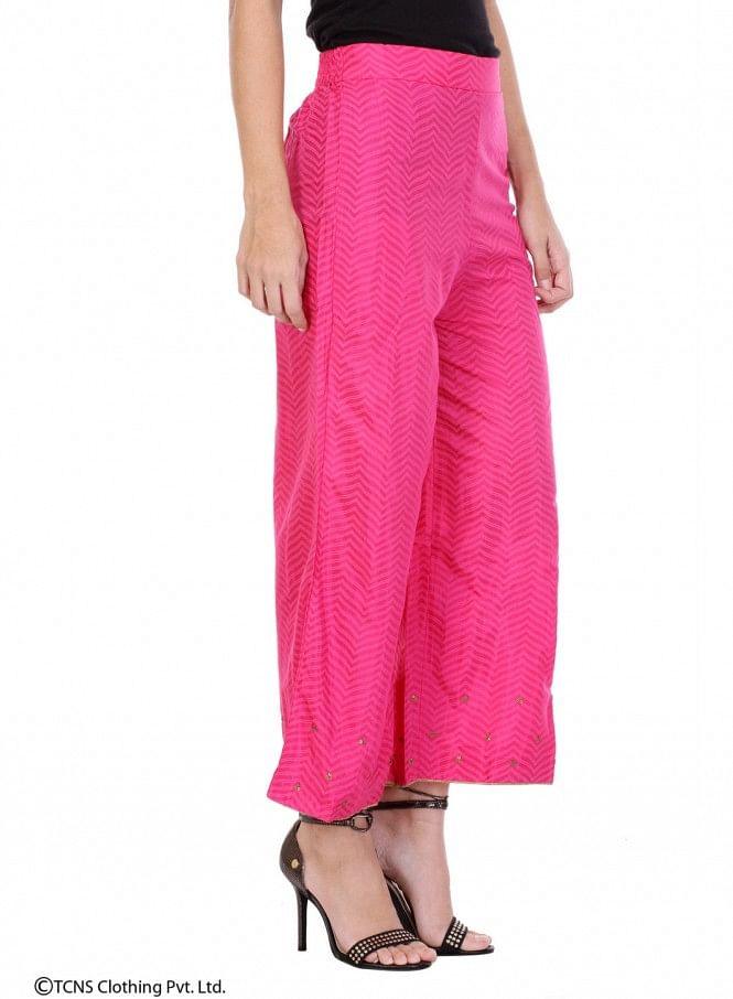 Pink Printed Pants - wforwoman