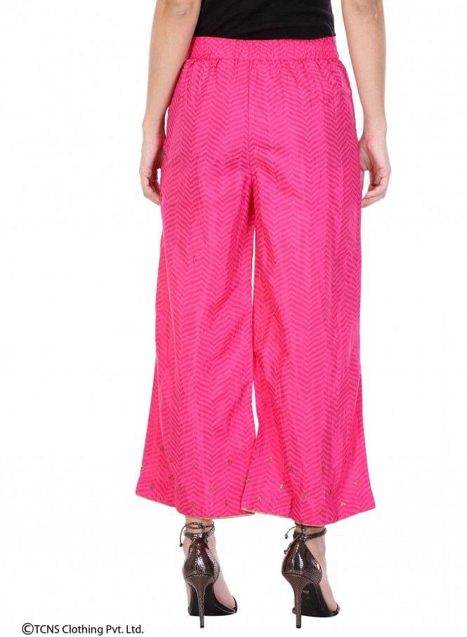 Pink Printed Pants - wforwoman