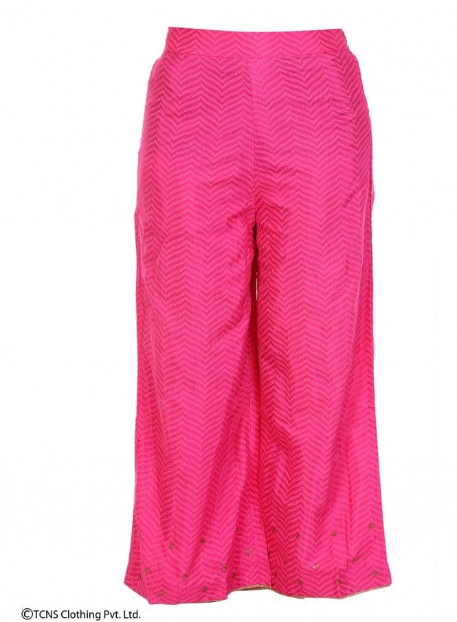 Pink Printed Pants - wforwoman