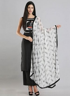 White Printed Dupatta