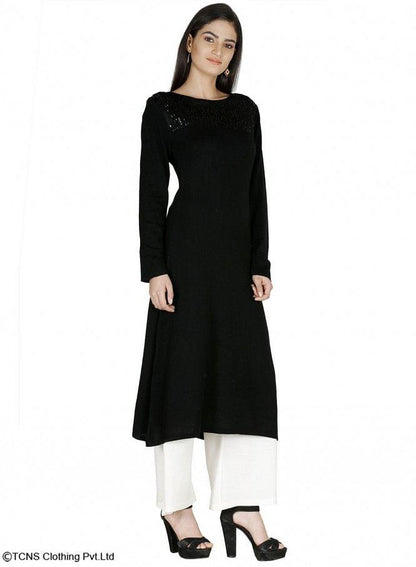 Black Full Sleeve kurta - wforwoman