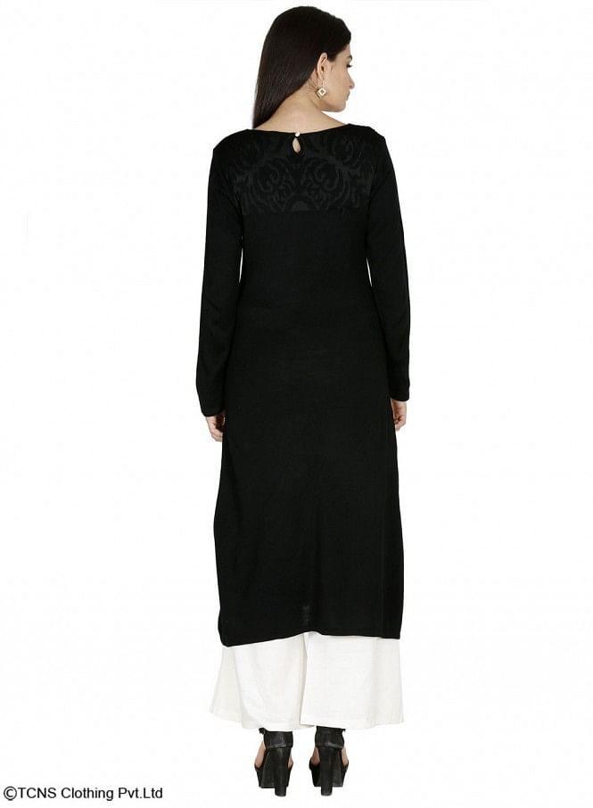 Black Full Sleeve kurta - wforwoman