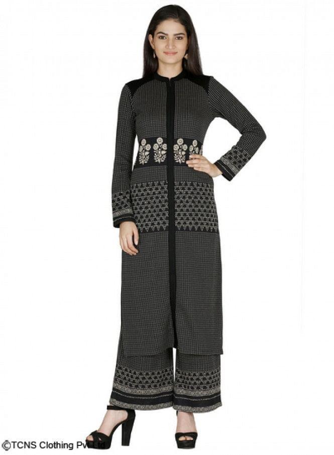 Black Full Sleeve kurta - wforwoman