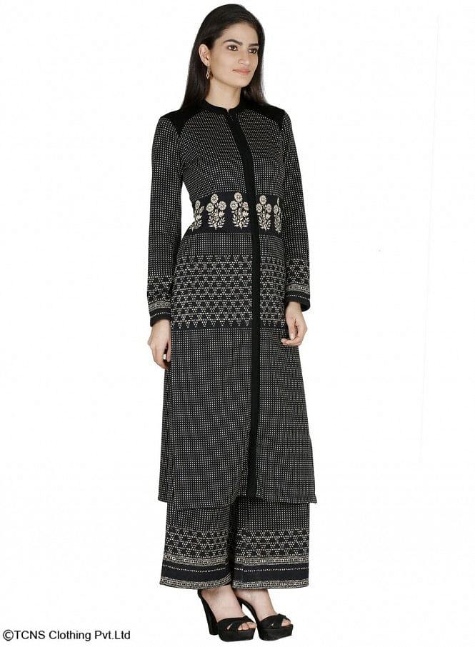 Black Full Sleeve kurta - wforwoman