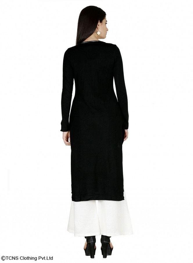 Black Full Sleeve kurta - wforwoman