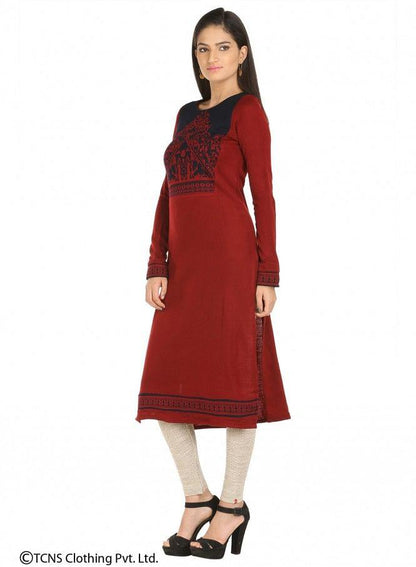 Red Full Sleeve kurta - wforwoman