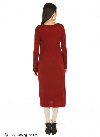 Red Full Sleeve kurta - wforwoman