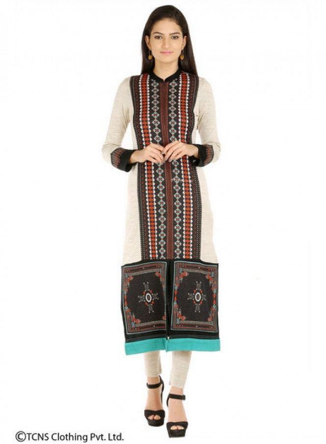 Beige Full Sleeve kurta - wforwoman