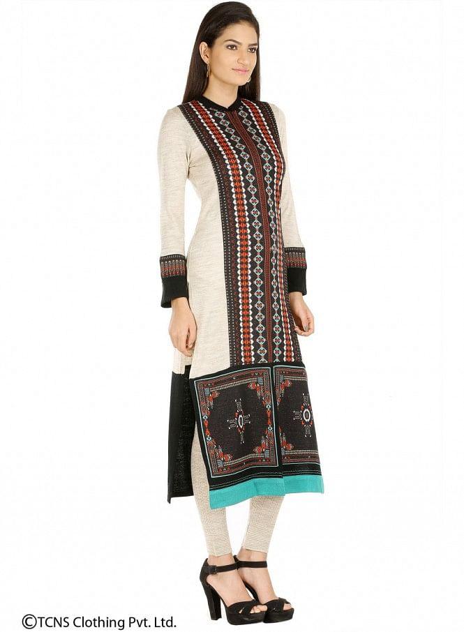 Beige Full Sleeve kurta - wforwoman