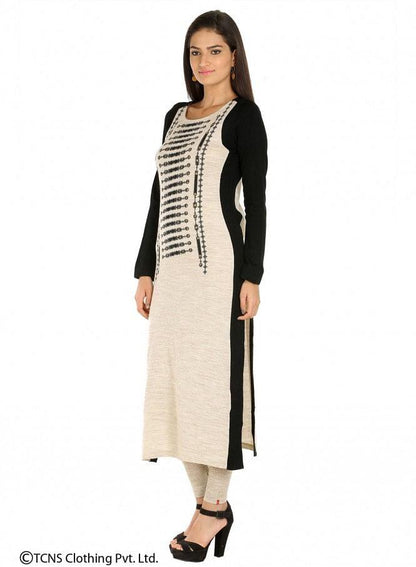 Beige Full Sleeve kurta - wforwoman