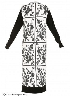 White Leaf-Print Long Cardigan