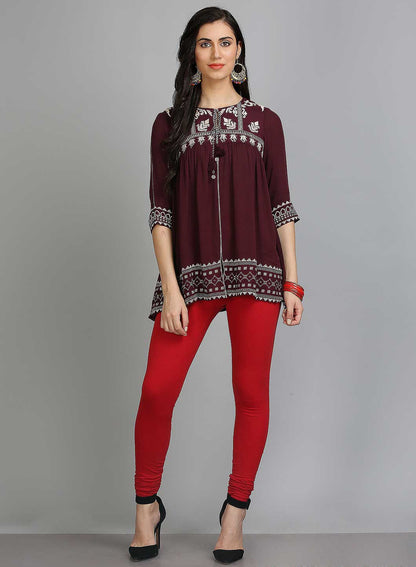 Red Knitted Churidar