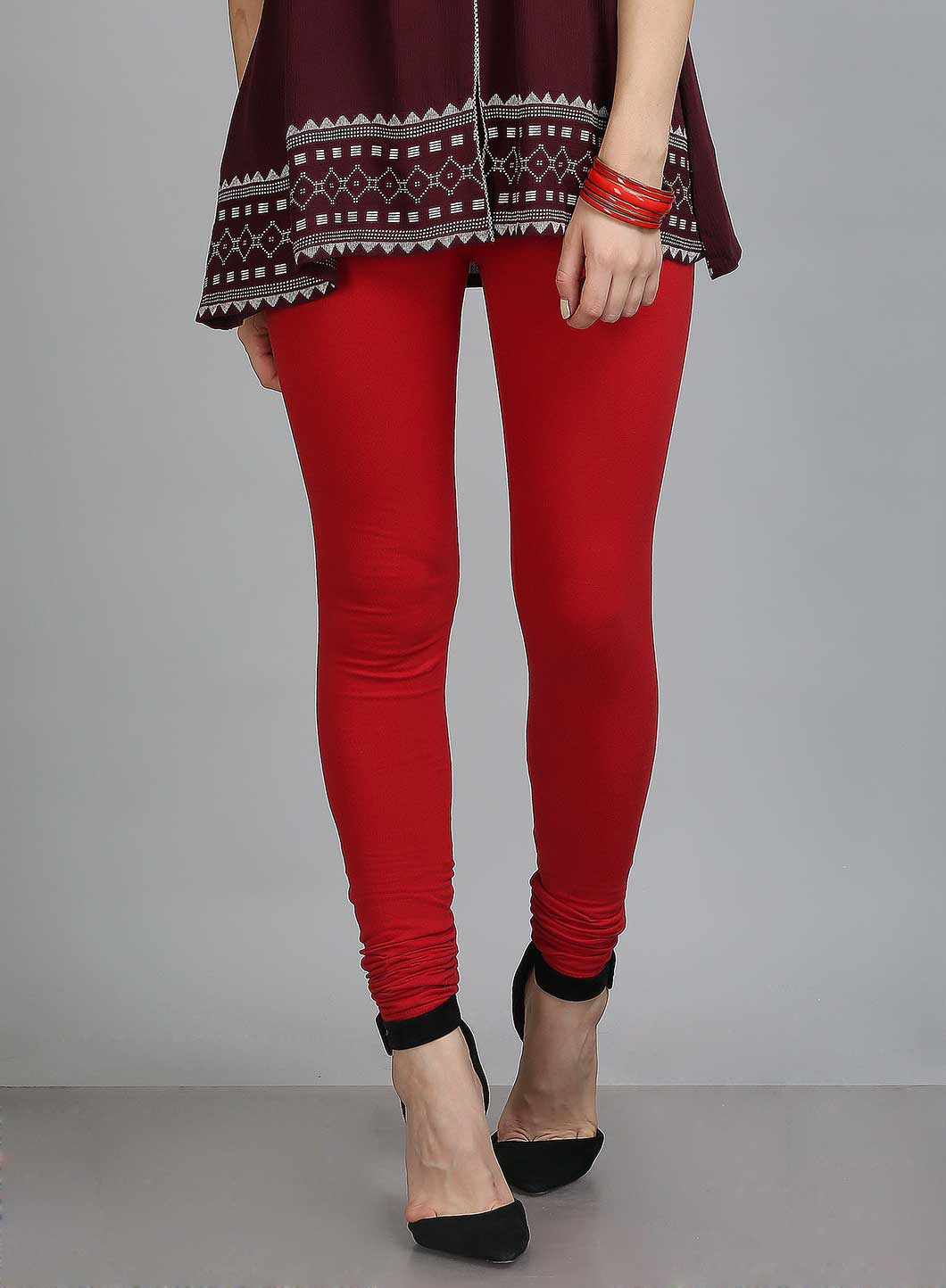 Red Knitted Churidar